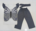Flutter-Sleeve Butterfly Frock (GREY) Style Pants Set for Girls