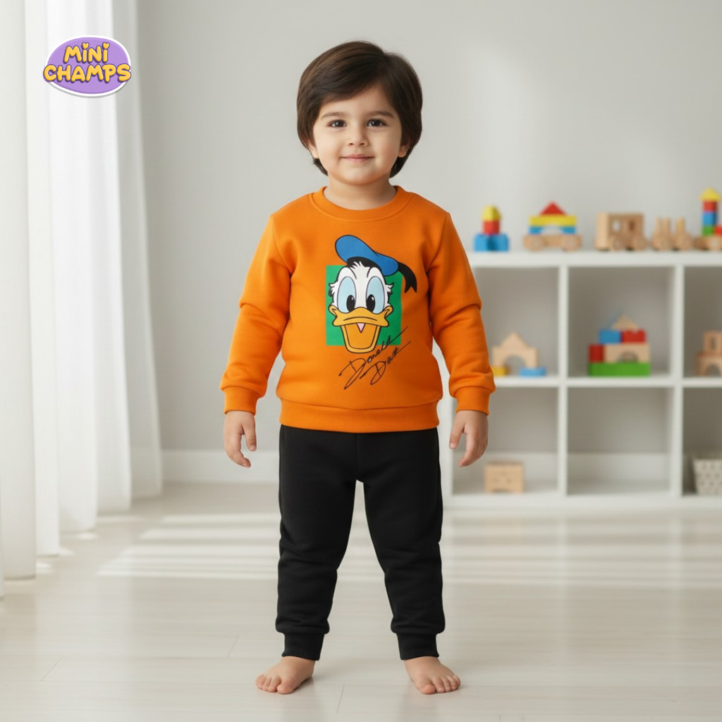 Donald Duck Printed Sweatshirt Set - Orange