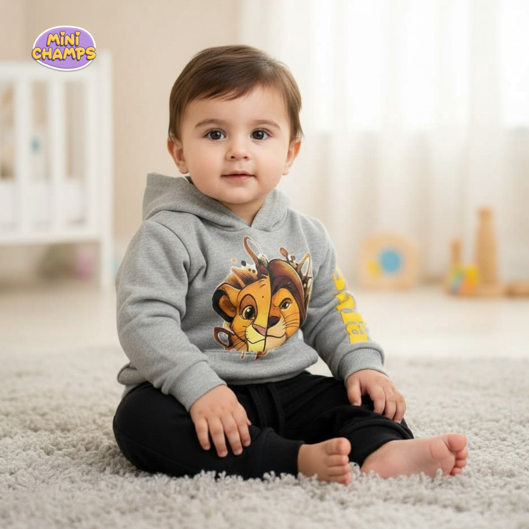 Lion Simba Hoodie With Trouser - Grey
