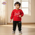 Smile Printed Sweatshirt & Trouser Set - Red