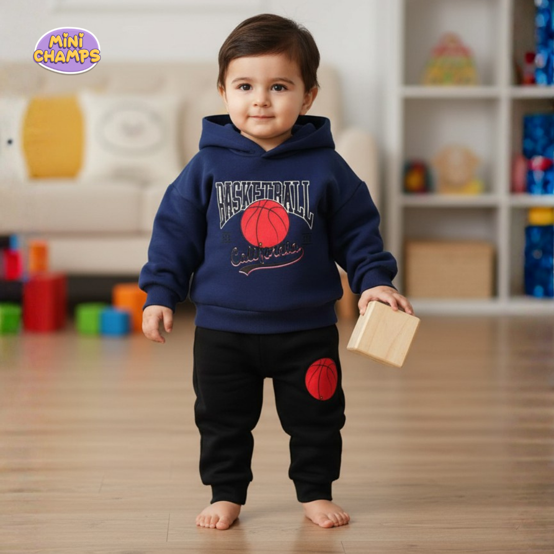 BASKETBALL Printed Sweatshirt and Trouser - Blue