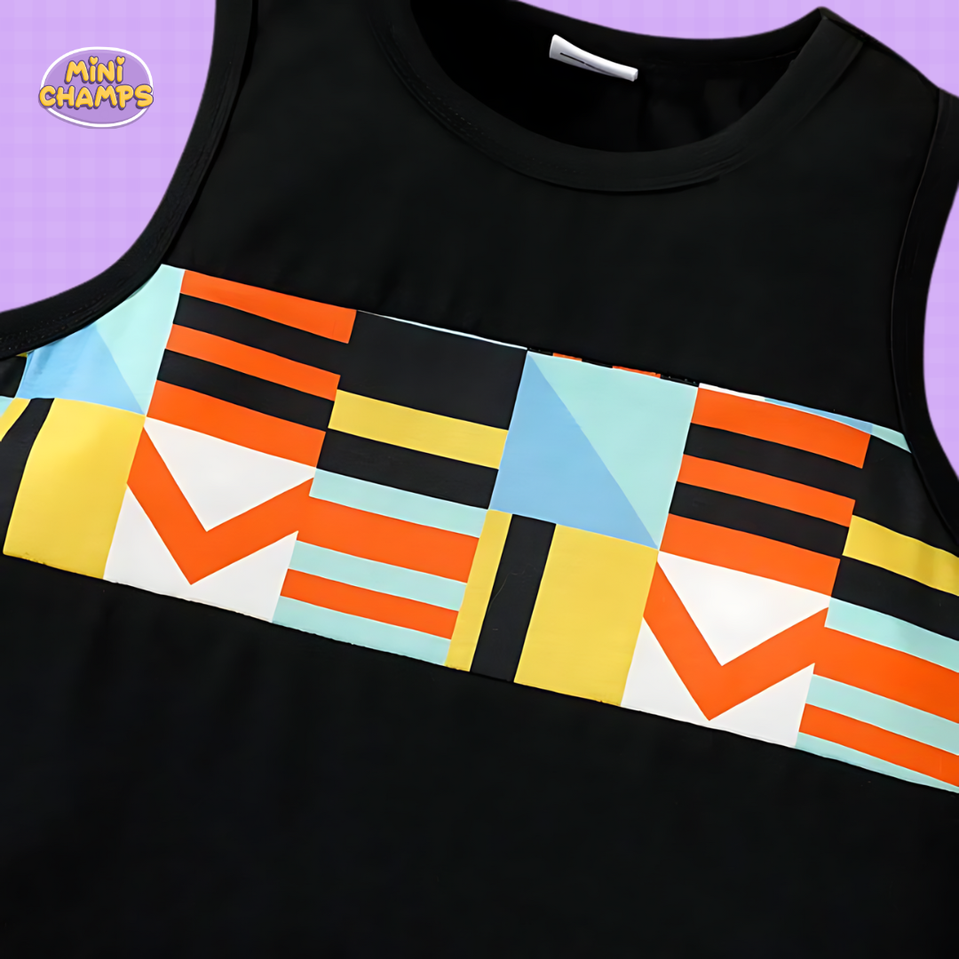 Colorful Geometry Print Tank Top & Shorts Set