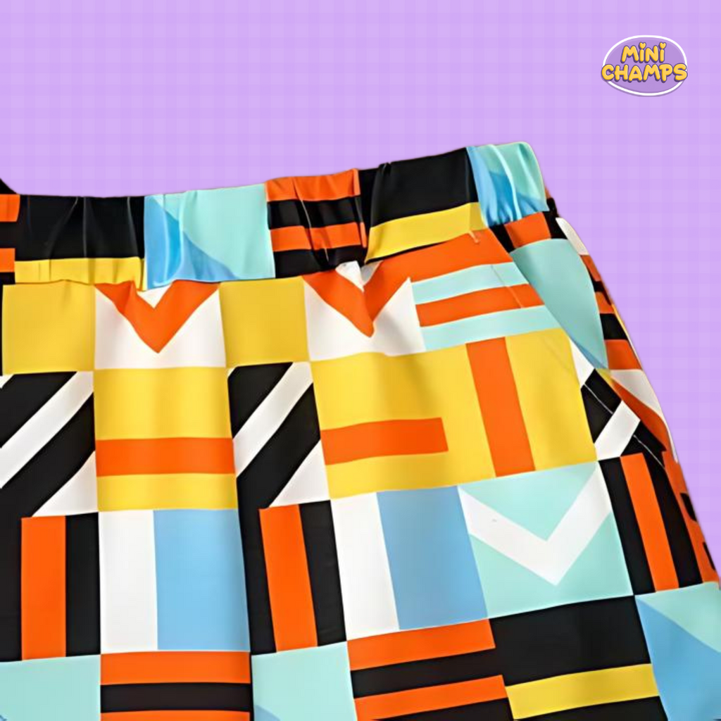Colorful Geometry Print Tank Top & Shorts Set