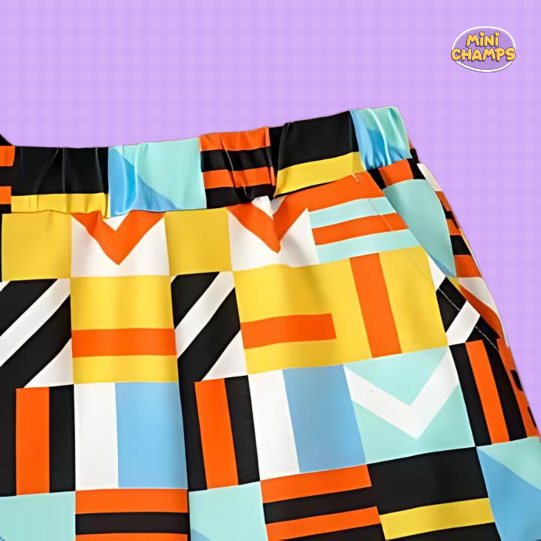 Colorful Geometry Print Tank Top & Shorts Set