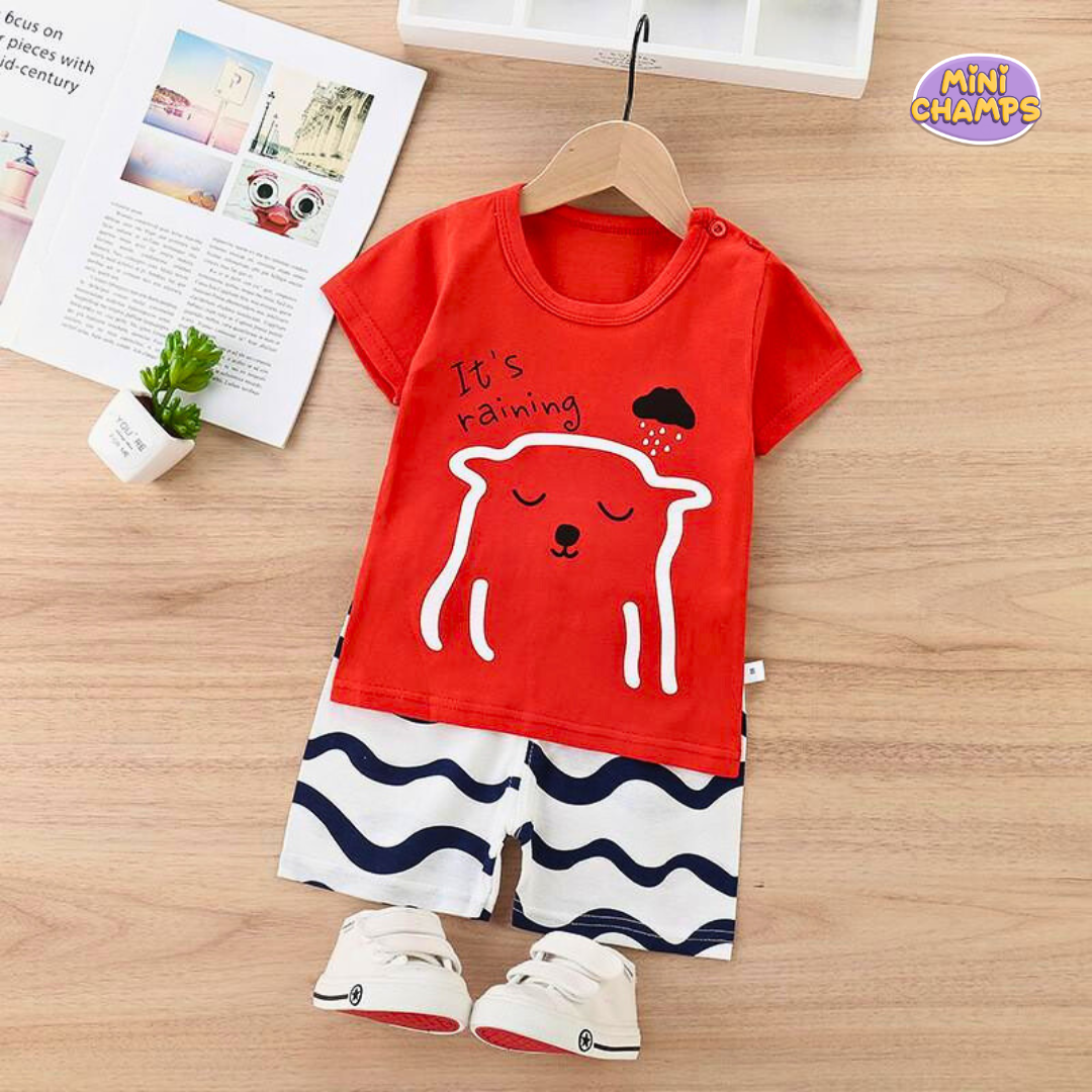 It's Raining Print Shorts Set