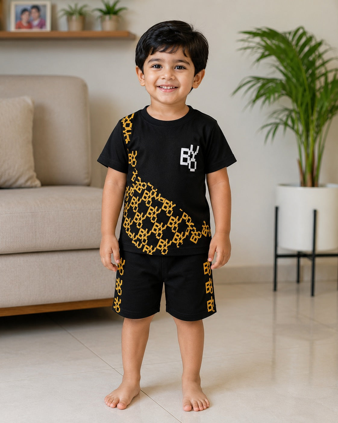 Boys Pixelated Graphic Tee & Shorts Two-Piece Set