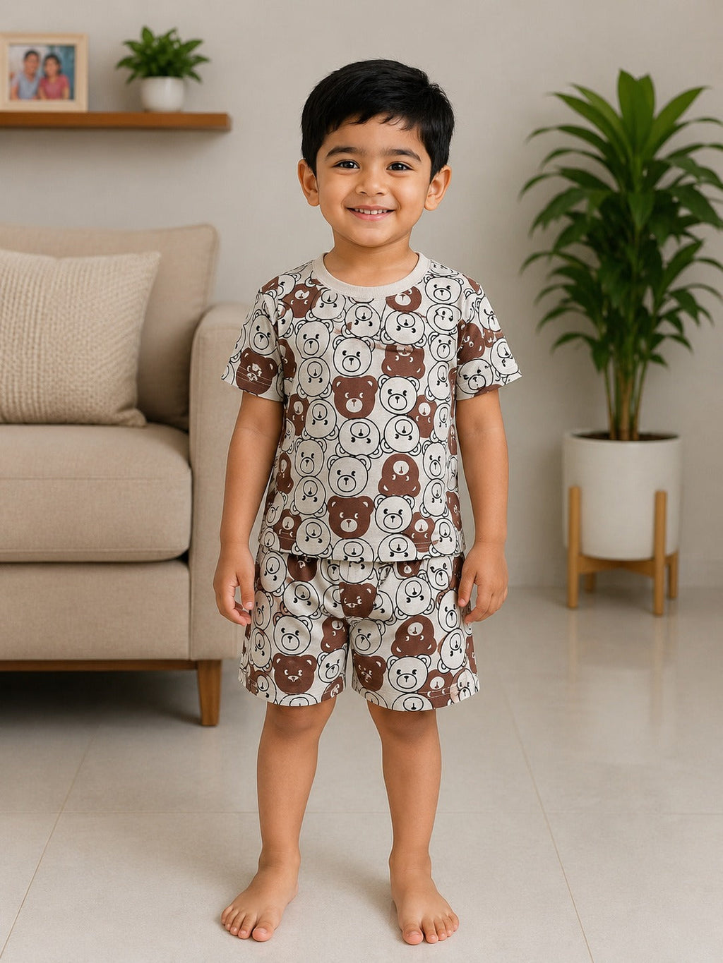 Toddler Boys' All-Over Teddy Bear Print Tee & Shorts Set