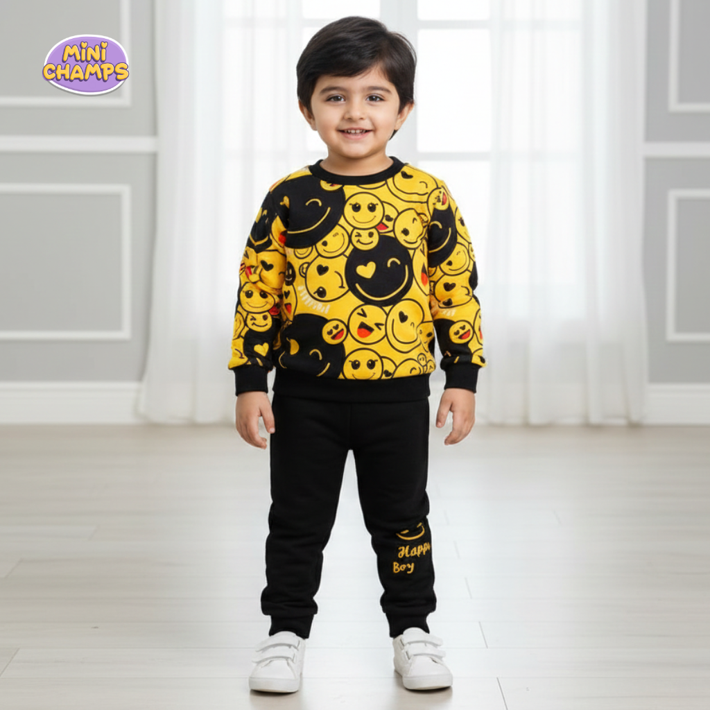 Emoji Printed Sweatshirt Set
