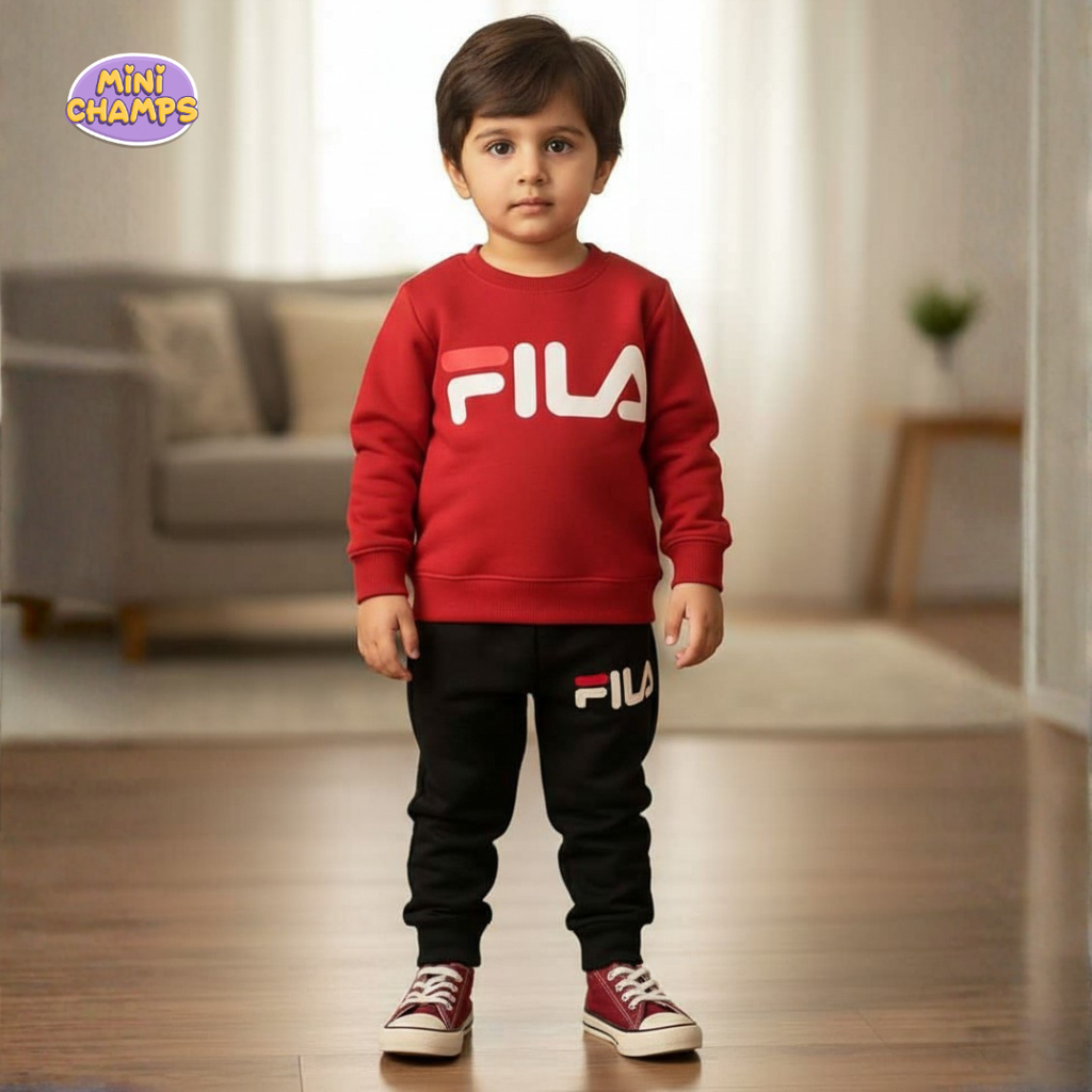 FILA Printed Sweatshirt and Trouser - Red