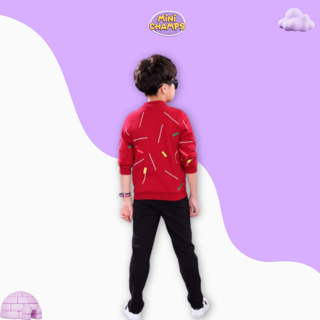 Strip Style Zipper - Red