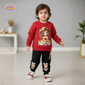 little girl Printed Sweatshirt and Trouser - Red