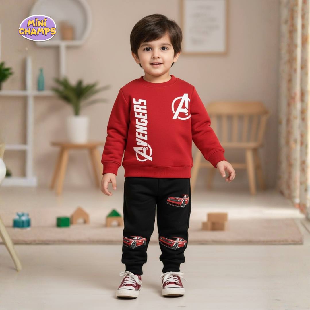AVENGERS Printed Sweatshirt and Trouser - Red
