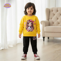 Bow Girl Printed Sweatshirt and Trouser - Yellow