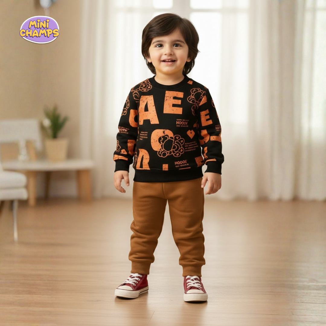 Block Letters Printed Sweatshirt and Trouser