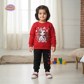 Bow Girl Printed Sweatshirt and Trouser - Red