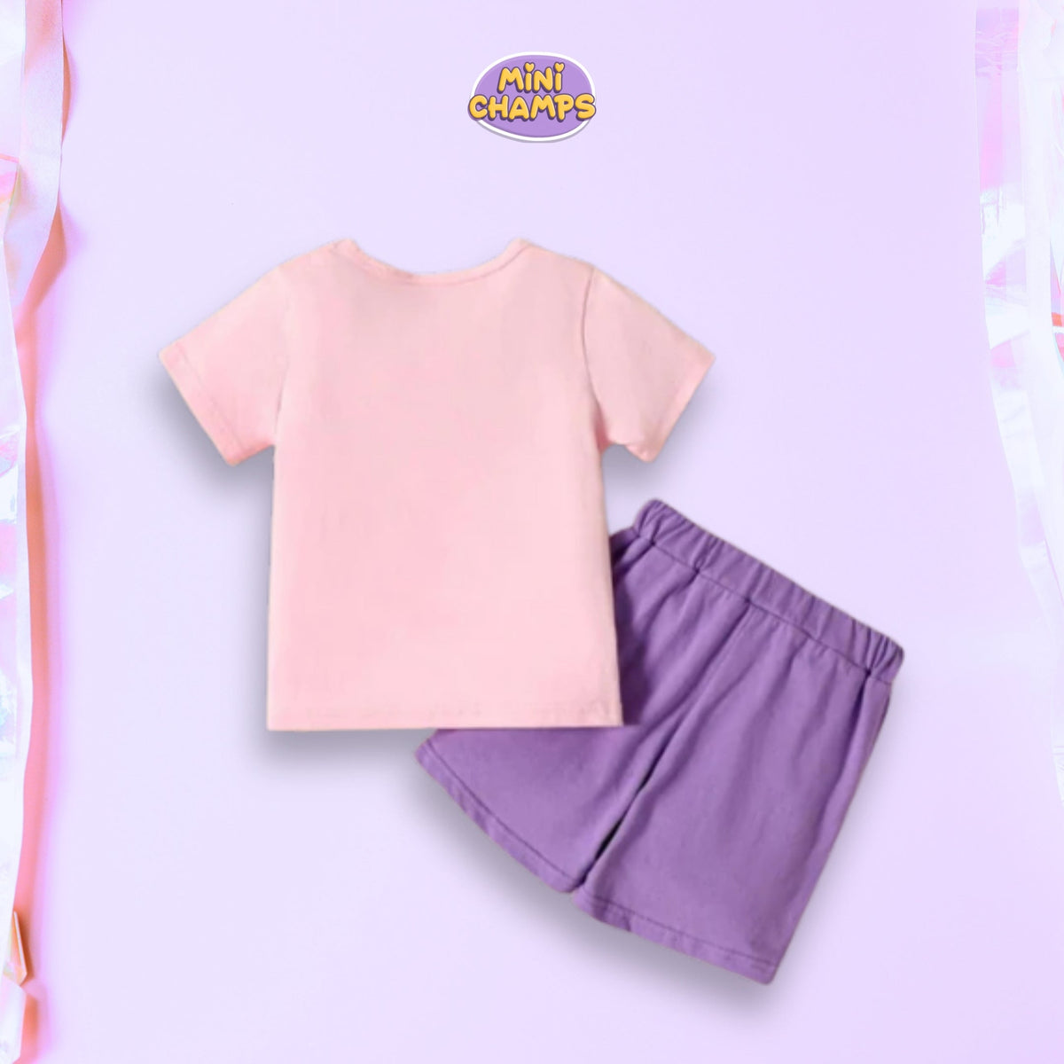 Pink Purple Unicorn Print Short-sleeve Tee & Shorts Set