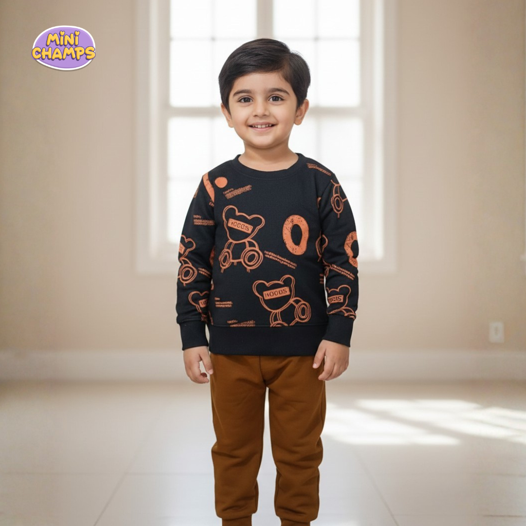 Black Printed Sweatshirt and Trouser