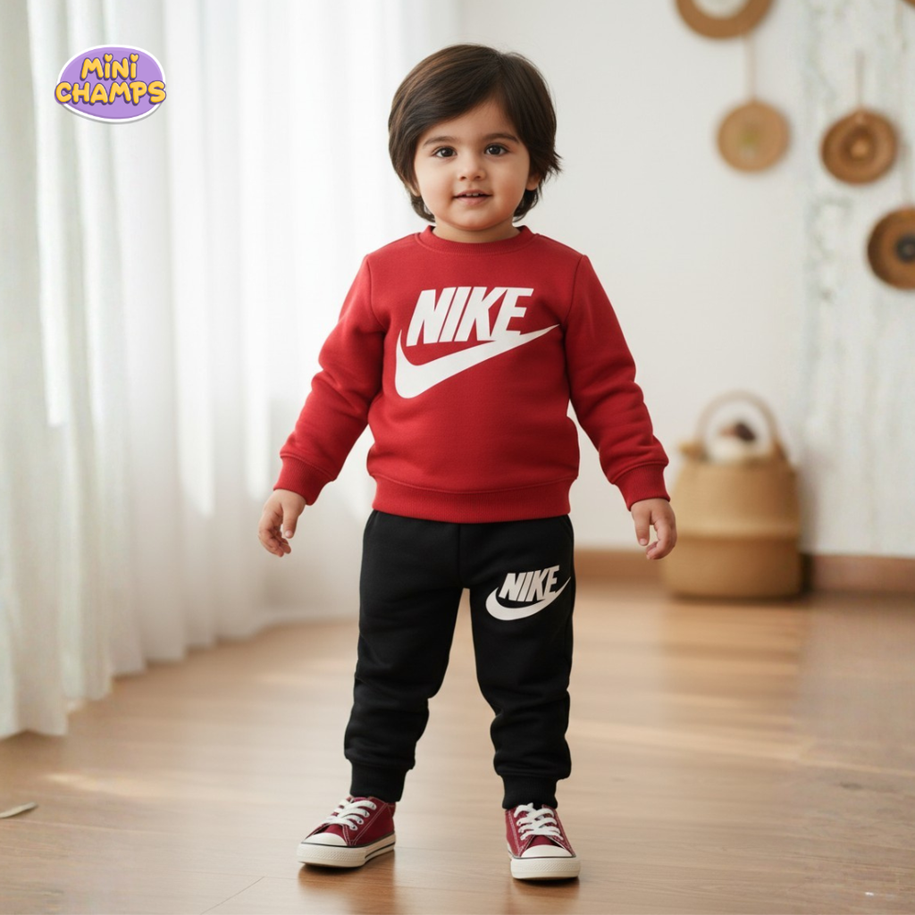 Nike Printed Sweatshirt and Trouser - Red
