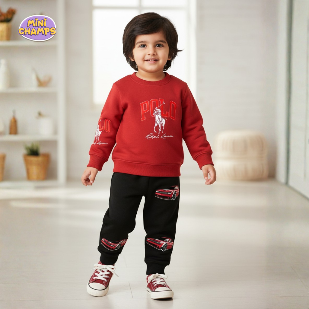 POLO Printed Sweatshirt and Trouser - Red
