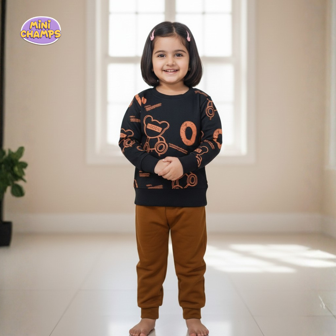 Black Printed Sweatshirt and Trouser
