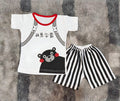Boys Cartoon Bear Backpack Graphic Tee & Striped Shorts Set
