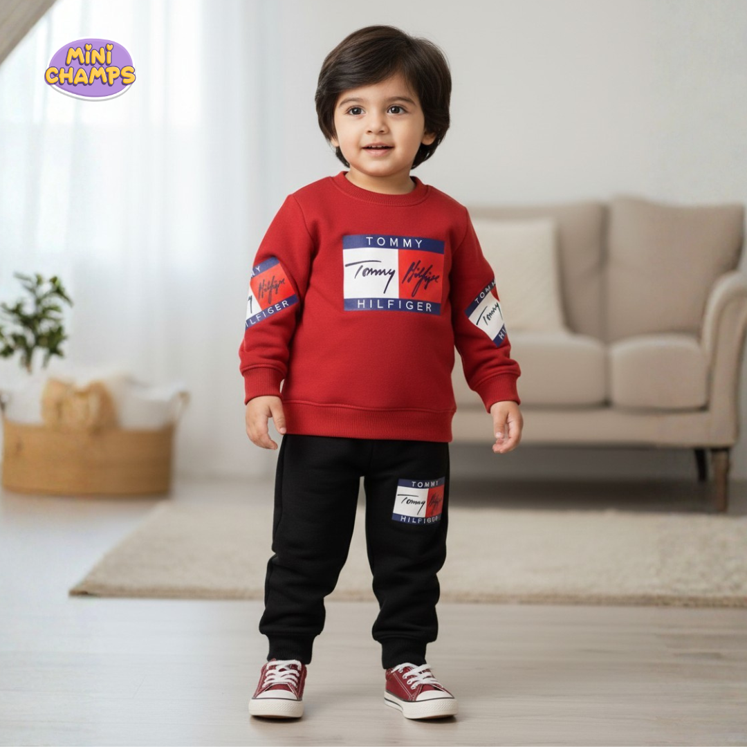 Tommy Hilfiger Printed Sweatshirt and Trouser - Red