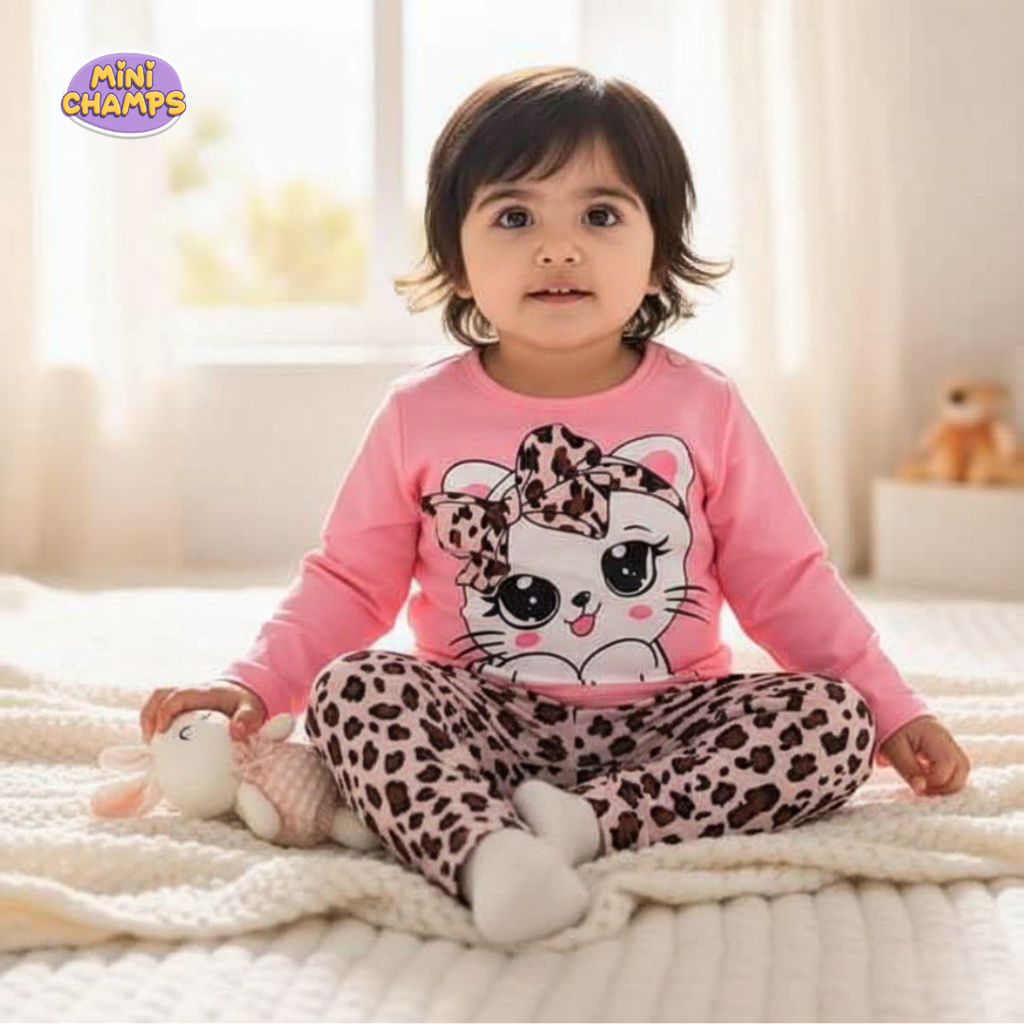 Pink kitty Printed Sweatshirt and Trouser