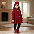Western Style Button Kids Fleece Coat - Red