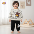 Happy Bear Printed Sweatshirt and Trouser - White