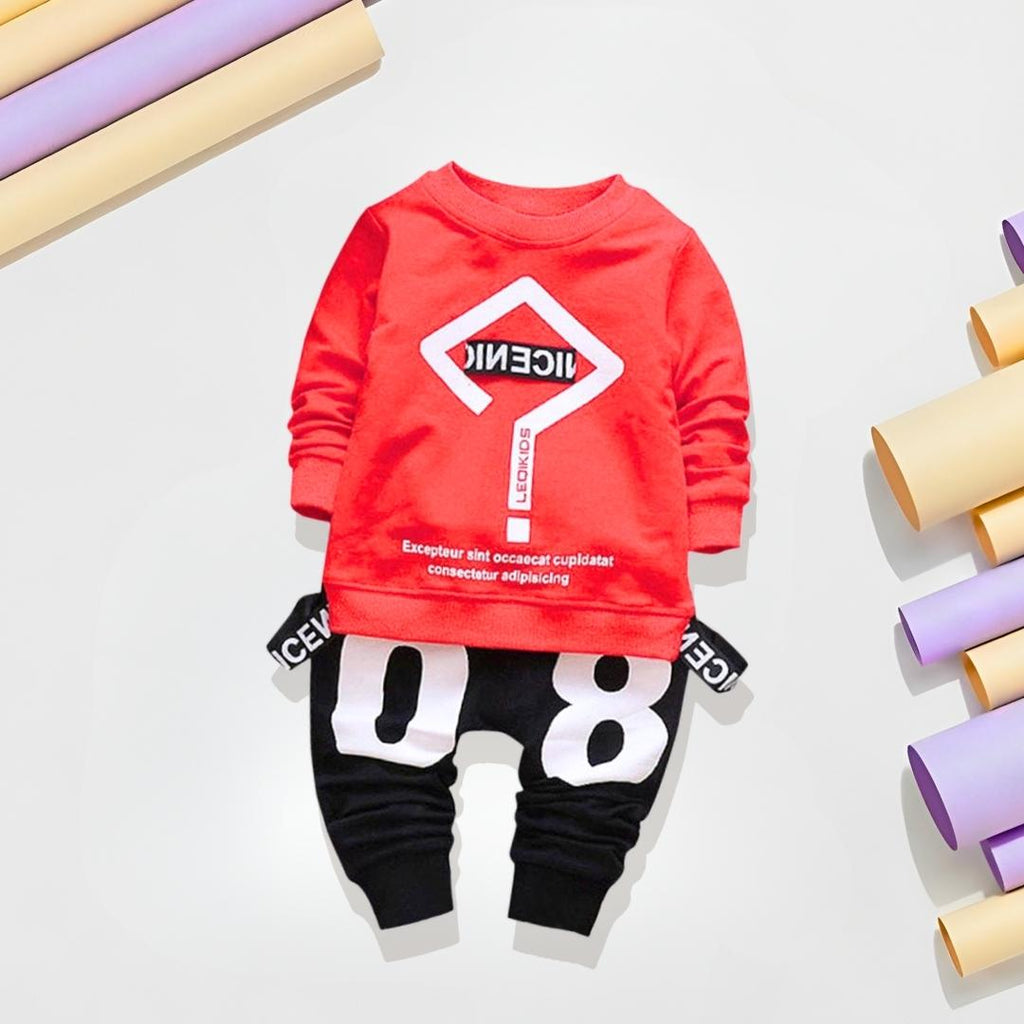 Red Soft Premium Sweatshirt & Trouser Pair
