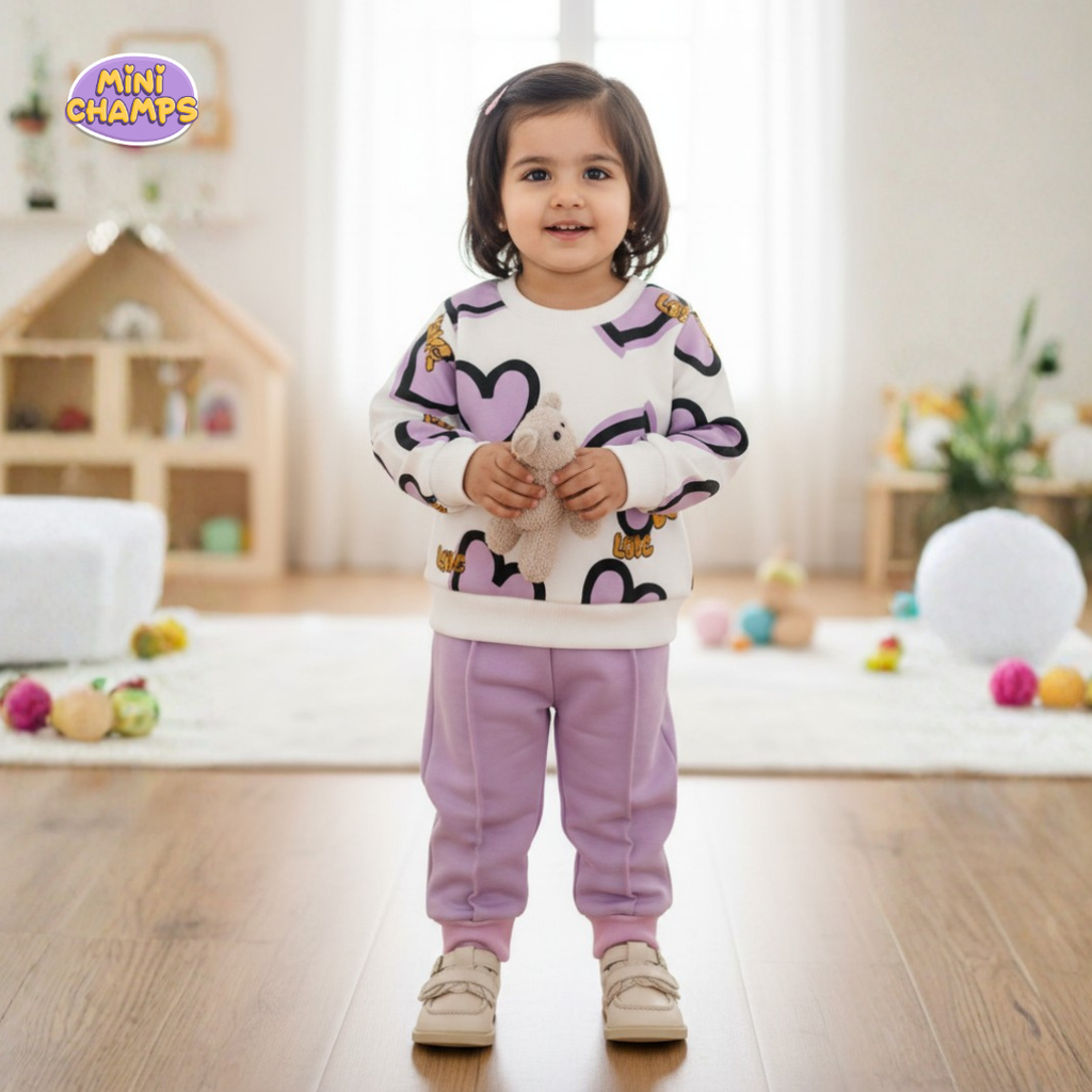 PURPLE LOVE HEART Sweatshirt and Trouser