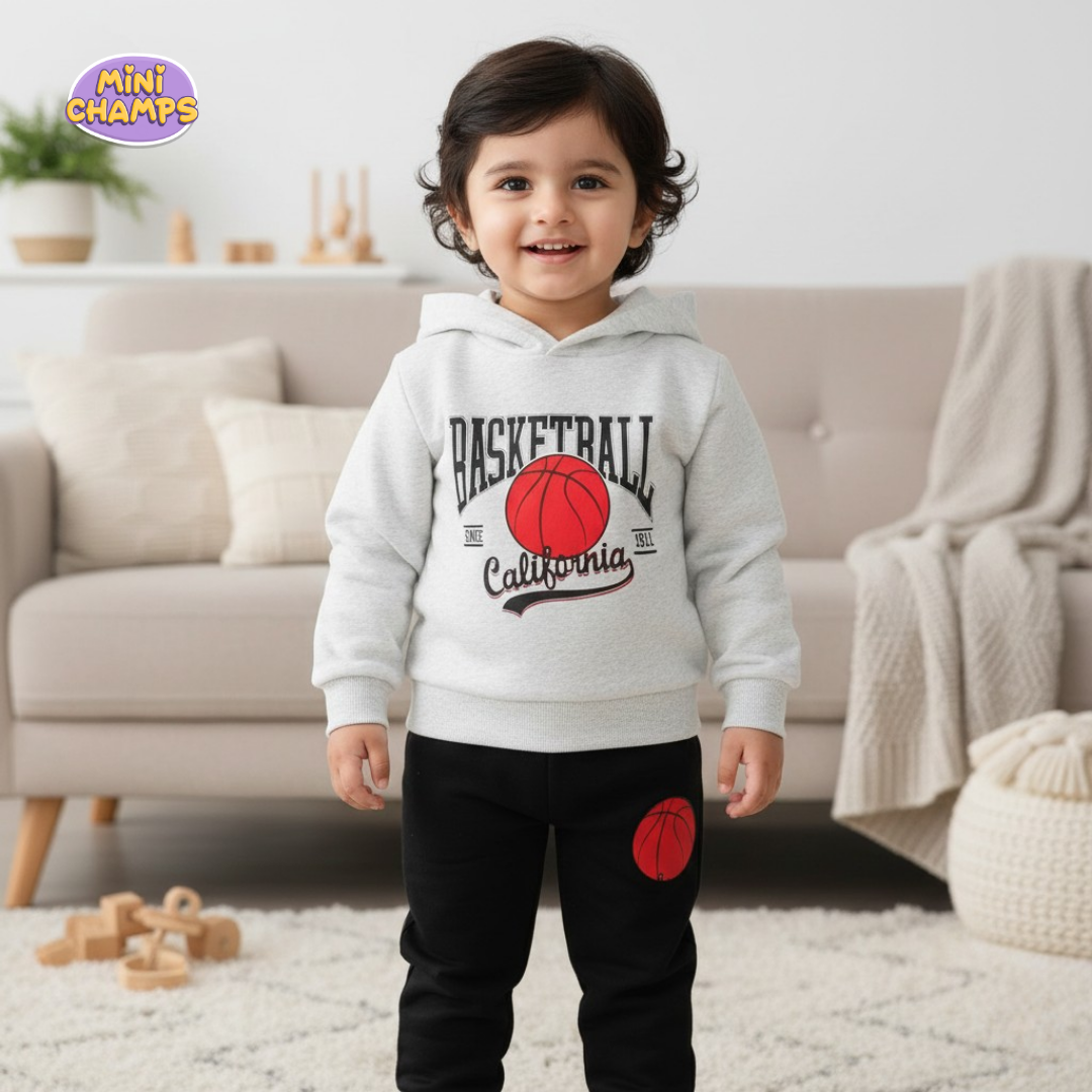 BASKETBALL Printed Sweatshirt and Trouser - White