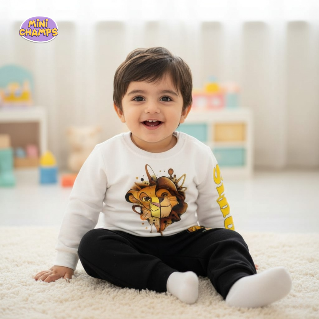 Lion Simba Sweatshirt Set - White