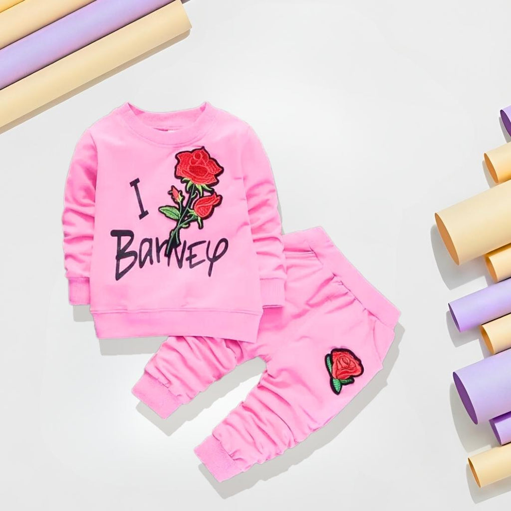 Dark Pink Rose Soft Premium Sweatshirt & Trouser Pair