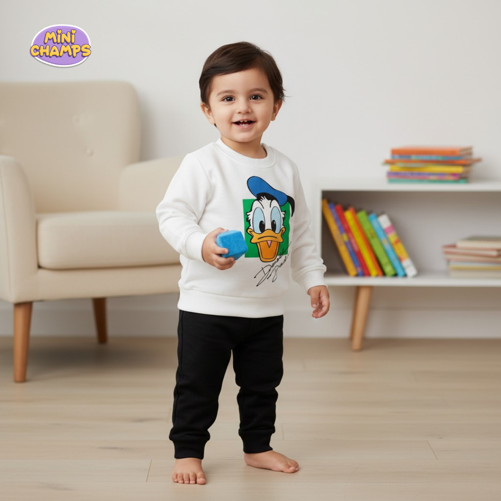 Donald Duck Printed Sweatshirt Set - White