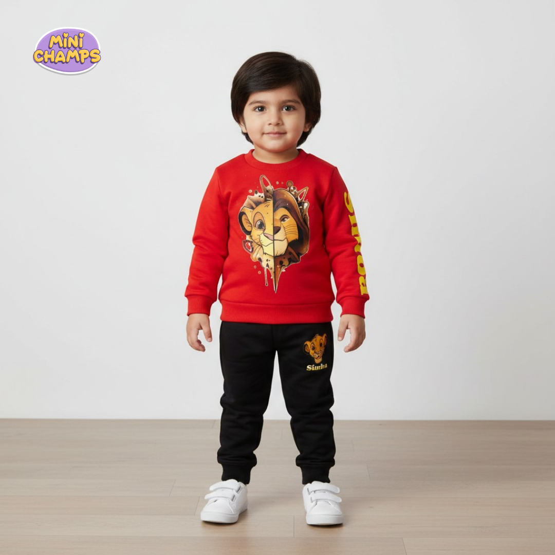 Lion Simba Sweatshirt Set - Red