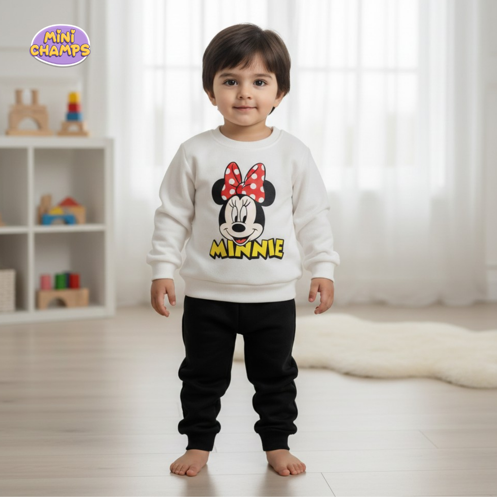 Minnie Mouse Printed Sweatshirt Set - White