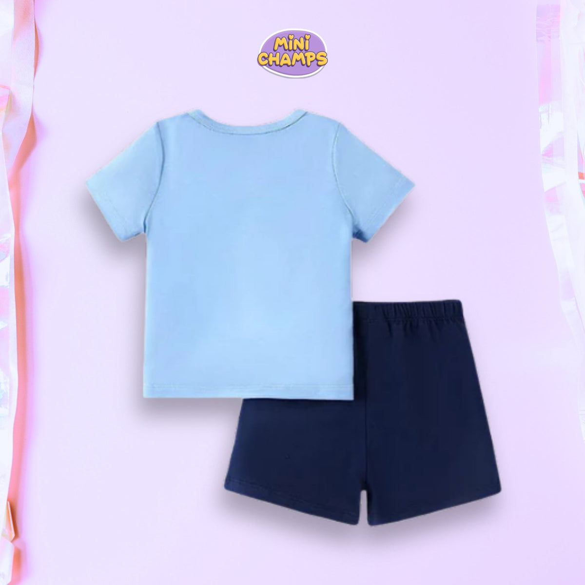 Blue Care Bear Print Short-sleeve Tee & Shorts Set