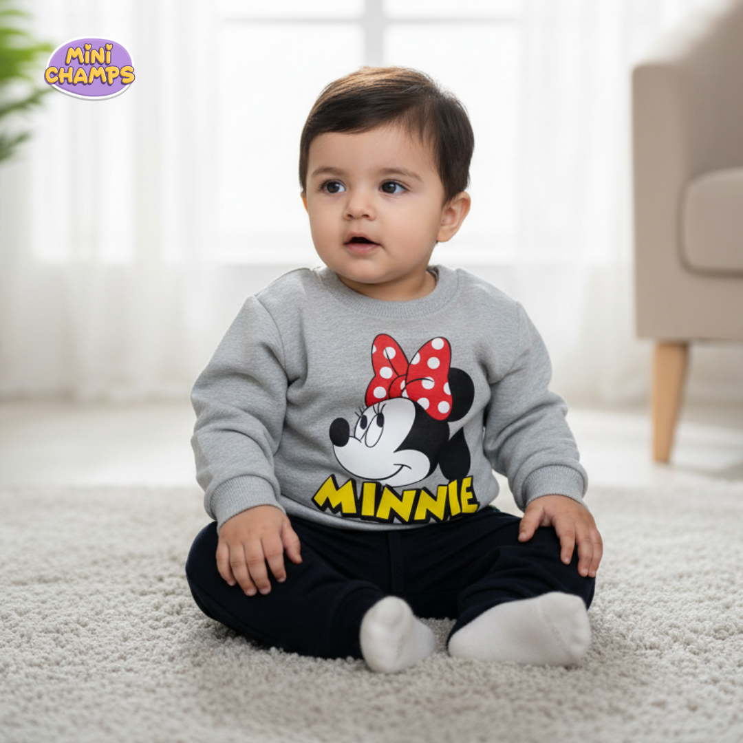 Minnie Mouse Printed Sweatshirt Set - Grey