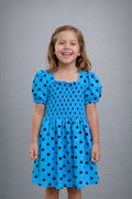 Kids Smocked Polka Dot Puff-Sleeve Dress for Girls