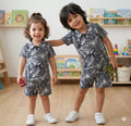 Kids Tropical Palm Print Polo & Shorts Matching Set