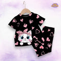 Black Kitty With Pink Hearts Casual kids Wear
