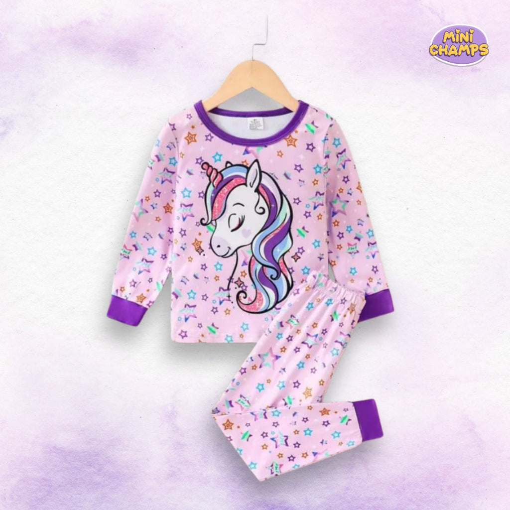 Unicorn Print Casual Kids Wear - Purple