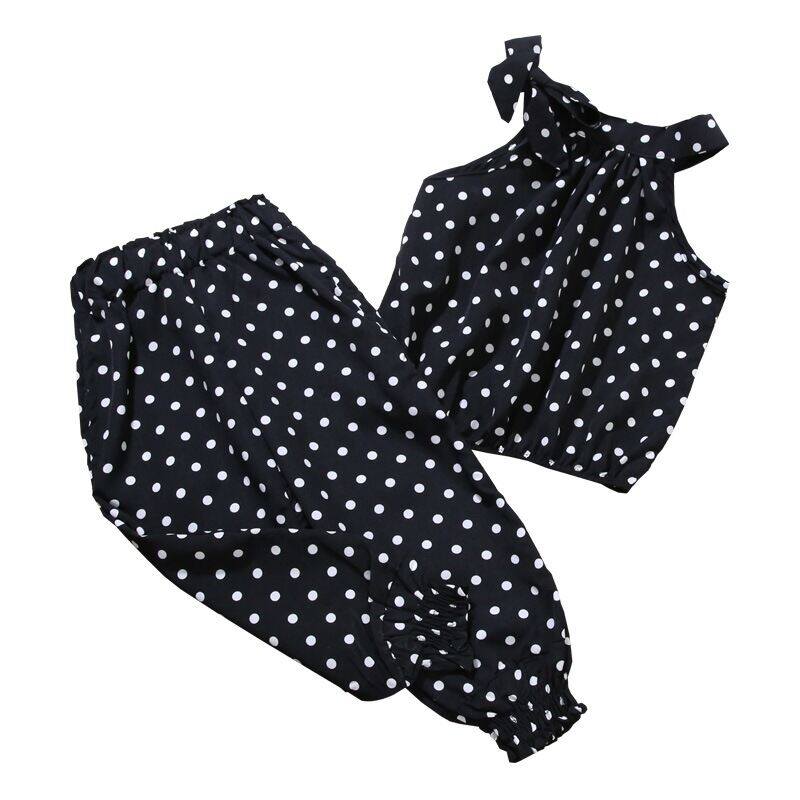 Black Polka Kids Jumpsuit