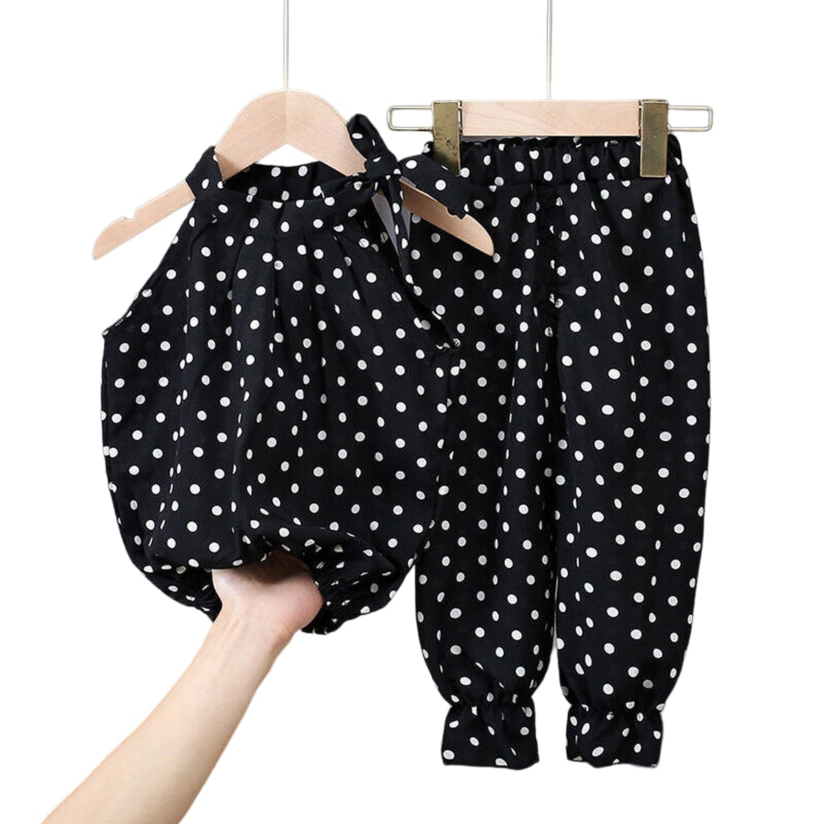 Black Polka Kids Jumpsuit