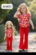 Sunshine Bloom Girls 2-Piece Floral Outfit Set – Red