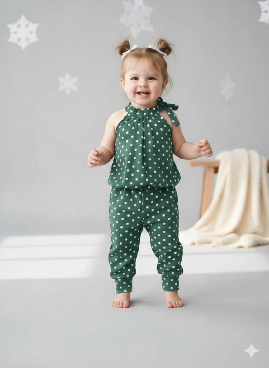 Emerald Polka Dot Toddler Jumpsuit