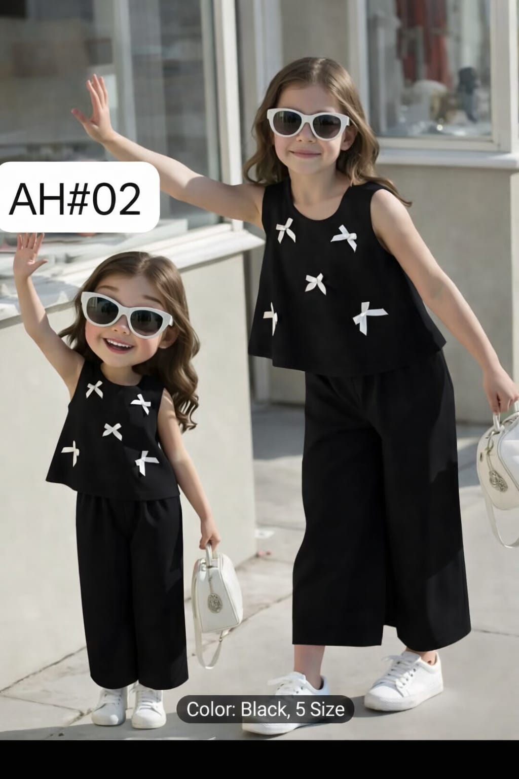 Black Bow Detail Kids Outfit Set