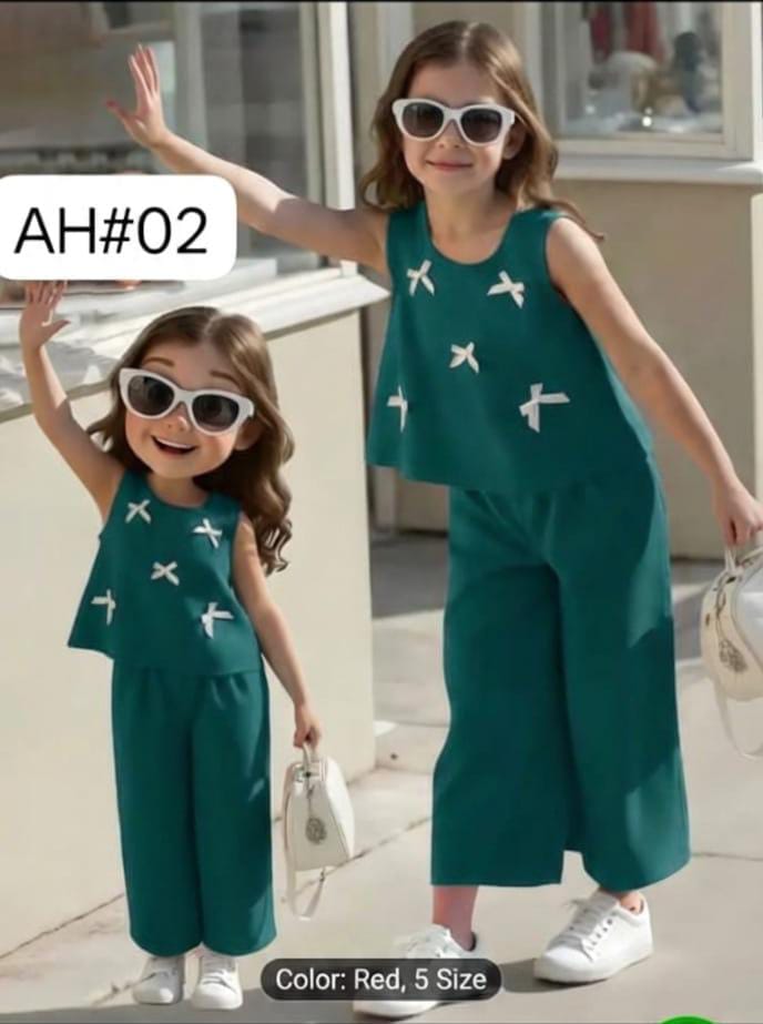 Green / Emerald Bow Detail Kids Outfit Set