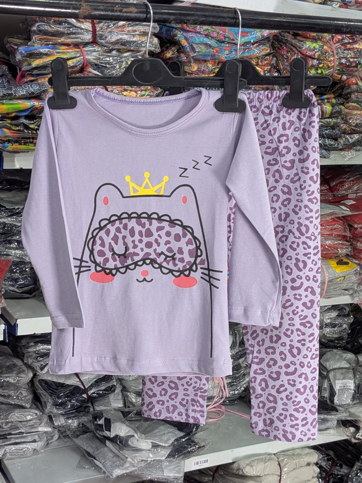 Dreamy Kitty Girls 2-Piece Lounge Set – Lavender Leopard
